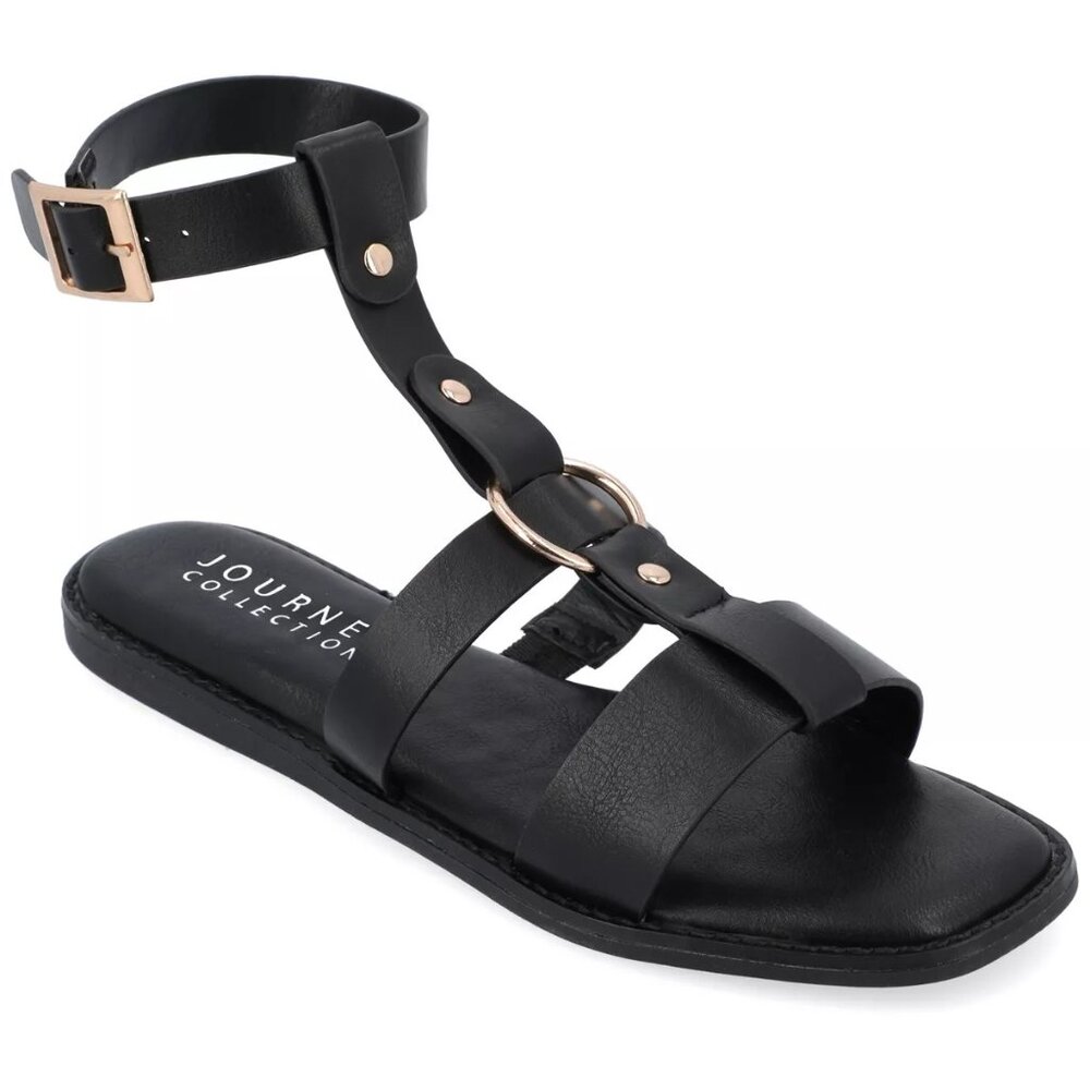 JOURNEE COLLECTION Women's Eleanora T-Strap Sandals $75 US Size 8 - Black #1018